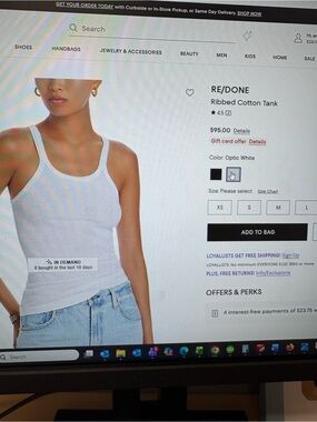 Re/Done Optic White Ribbed Tank Top
